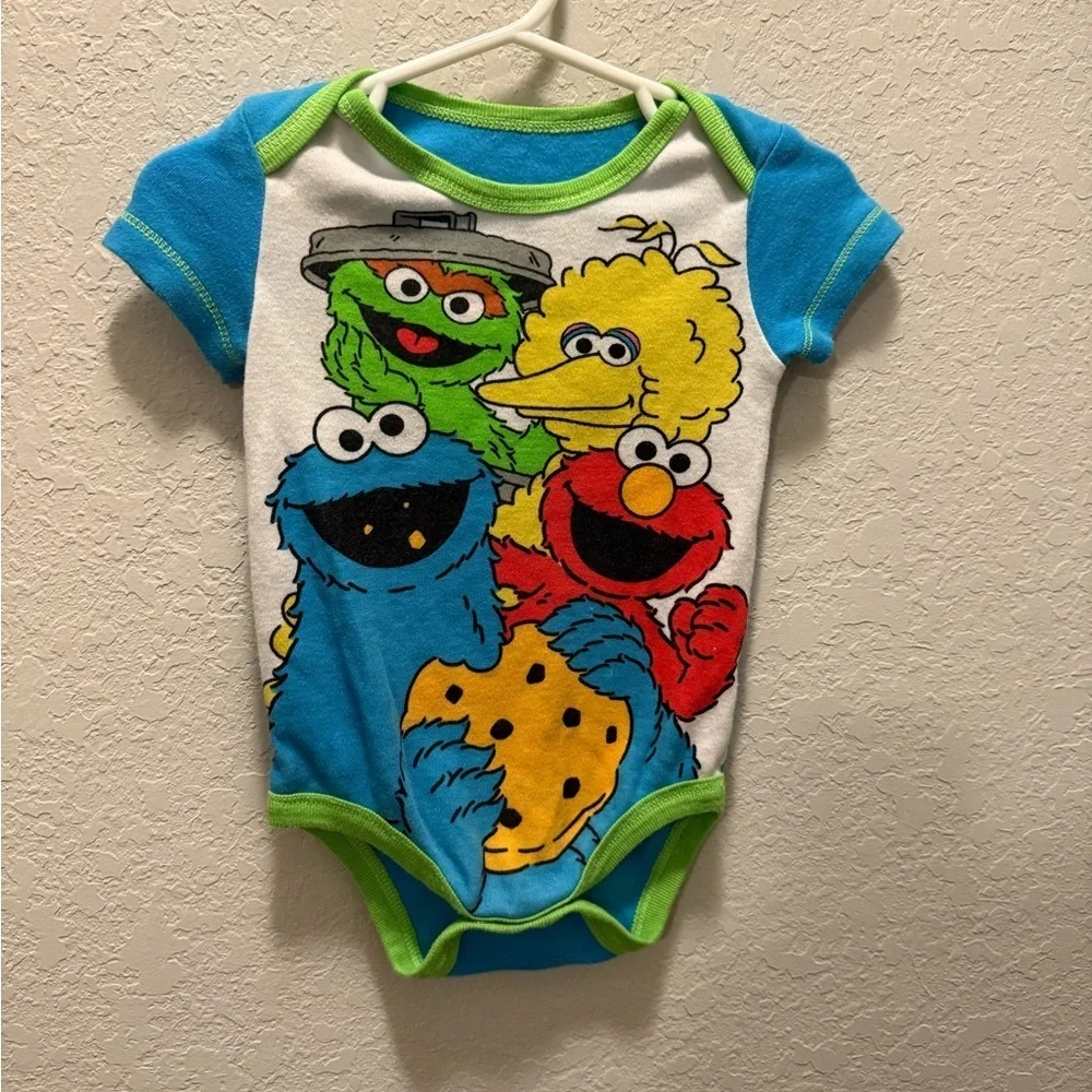 Sesame Street Blue and Green Onesie Size 3/6 Months